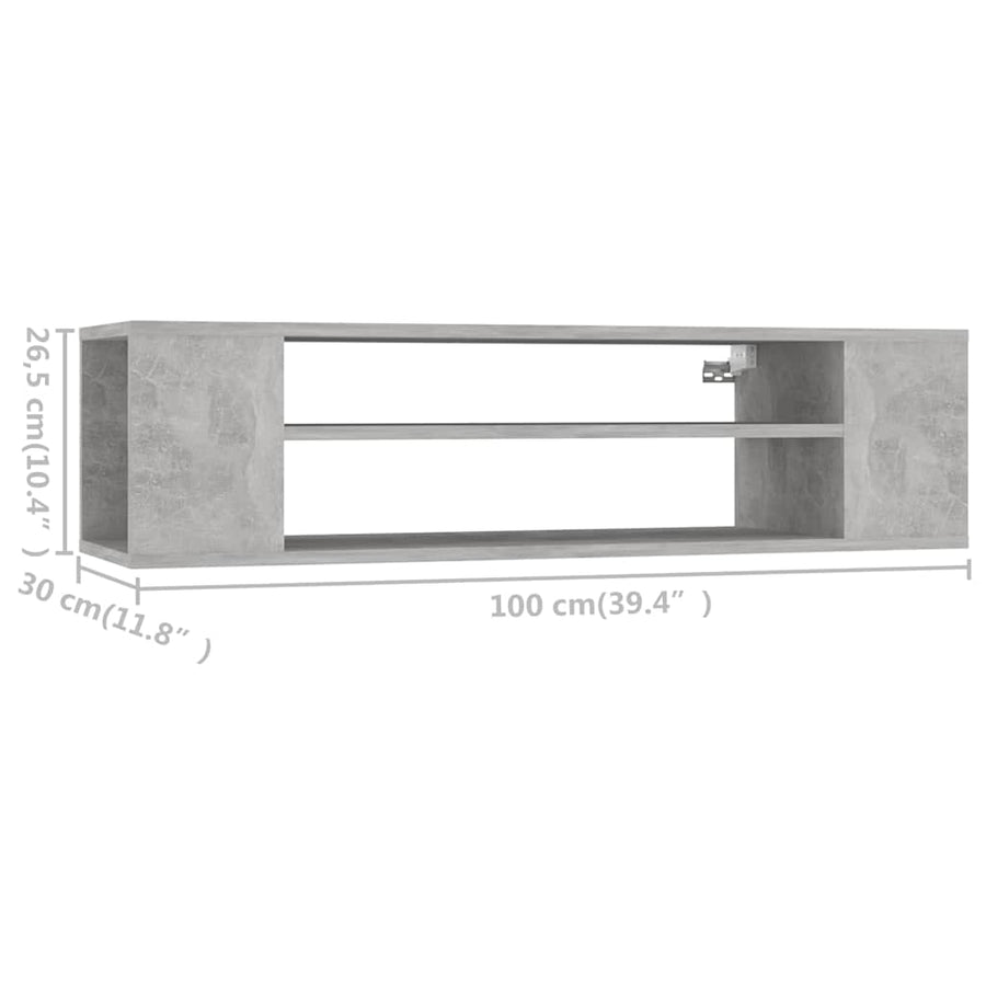 Hanging TV Cabinet Concrete Grey 100x30x26.5 cm Engineered Wood