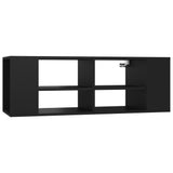 Wall-Mounted TV Cabinet Black 102x35x35 cm Engineered Wood - Front View