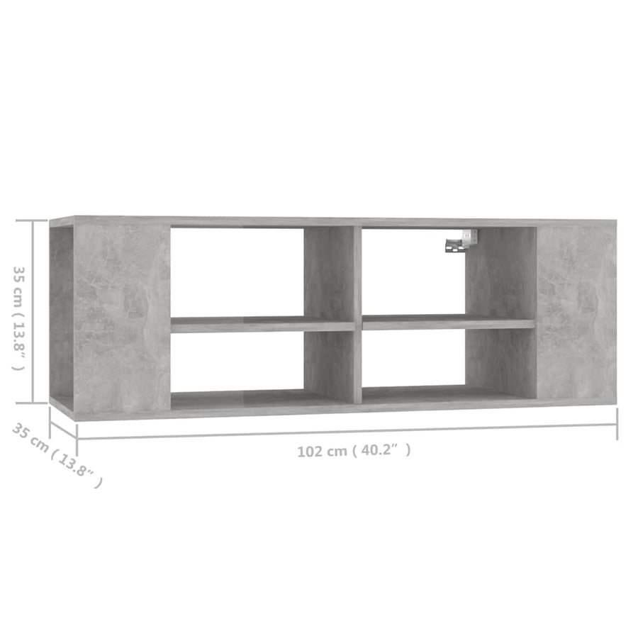 Wall-Mounted TV Cabinet Concrete Grey 102x35x35 cm