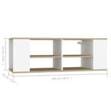 Wall-Mounted TV Cabinet White&Sonoma Oak 102x35x35cm Engineered Wood - Close-Up Angle