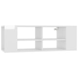 Wall-Mounted TV Cabinet High Gloss White 102x35x35 cm Engineered Wood - Front View