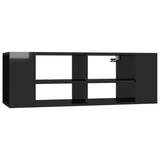 Wall-Mounted TV Cabinet High Gloss Black 102x35x35 cm Engineered Wood - Front View