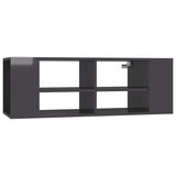 Wall-Mounted TV Cabinet High Gloss Grey 102x35x35 cm Engineered Wood - Front View