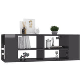 Wall-Mounted TV Cabinet High Gloss Grey 102x35x35 cm Engineered Wood - Side View