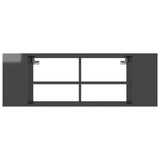 Wall-Mounted TV Cabinet High Gloss Grey 102x35x35 cm Engineered Wood - Top-Down View