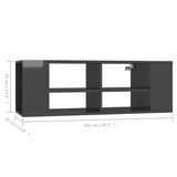 Wall-Mounted TV Cabinet High Gloss Grey 102x35x35 cm Engineered Wood - Close-Up Angle