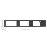 Wall Shelf Grey 102x30x17 cm Engineered Wood - Low Angle