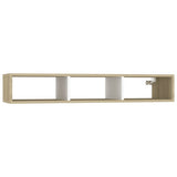 Wall Shelf Cabinet White and Sonoma Oak 102x30x17cm Engineered Wood