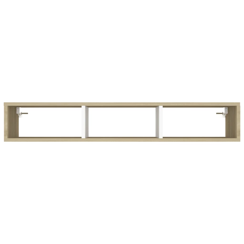 Wall Shelf Cabinet White and Sonoma Oak 102x30x17cm Engineered Wood