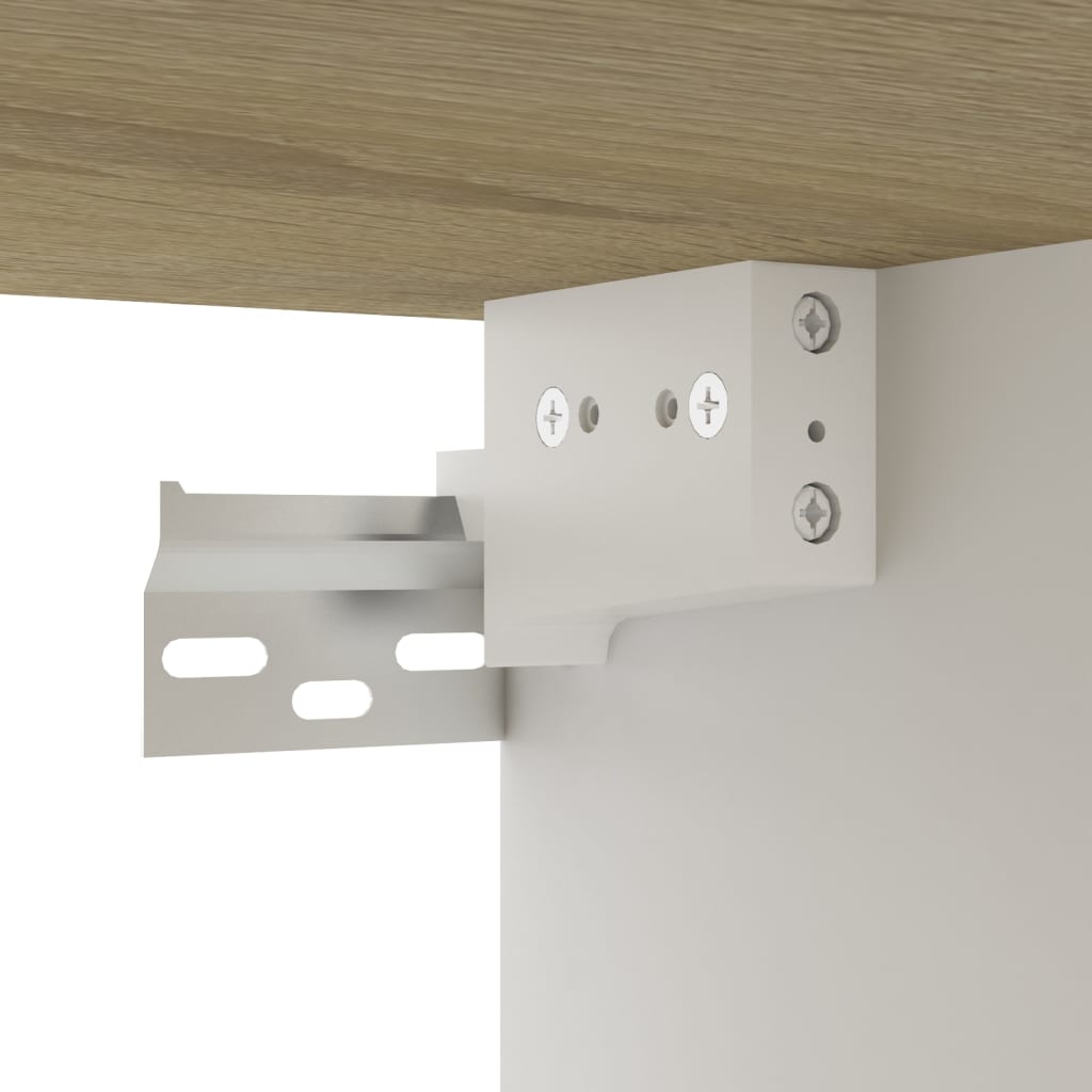 Wall Shelf Cabinet White and Sonoma Oak 102x30x17cm Engineered Wood