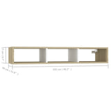 Wall Shelf Cabinet White and Sonoma Oak 102x30x17cm Engineered Wood - Low Angle