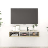 Wall Shelf Cabinet White and Sonoma Oak 102x30x17cm Engineered Wood