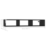 Wall Shelf High Gloss Black 102x30x17 cm Engineered Wood - Low Angle