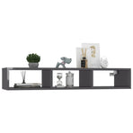 Wall Shelf High Gloss Grey 102x30x17 cm Engineered Wood