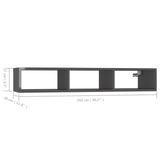 Wall Shelf High Gloss Grey 102x30x17 cm Engineered Wood - Low Angle