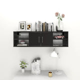Wall Shelf High Gloss Black 102x30x29 cm Engineered Wood - Side View