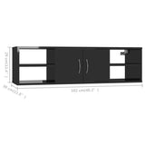 Wall Shelf High Gloss Black 102x30x29 cm Engineered Wood - Low Angle