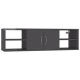 Wall Shelf High Gloss Grey 102x30x29 cm Engineered Wood - Front View