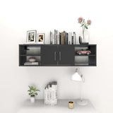 Wall Shelf High Gloss Grey 102x30x29 cm Engineered Wood - Top-Down View