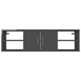 Wall Shelf High Gloss Grey 102x30x29 cm Engineered Wood - Rear View