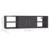 Wall Shelf High Gloss Grey 102x30x29 cm Engineered Wood - Low Angle