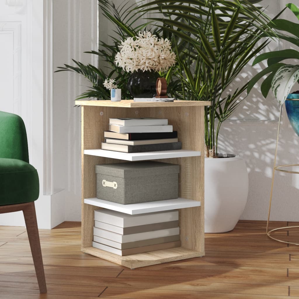 Side Cabinet Sonoma Oak and White 35x35x55 cm Engineered Wood