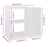Side Cabinet High Gloss White 60x30x50 cm Engineered Wood - Rear View