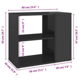 Side Cabinet High Gloss Grey 60x30x50 cm Engineered Wood