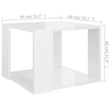 Coffee Table High Gloss White 40x40x30 cm Engineered Wood - 45-Degree Angle