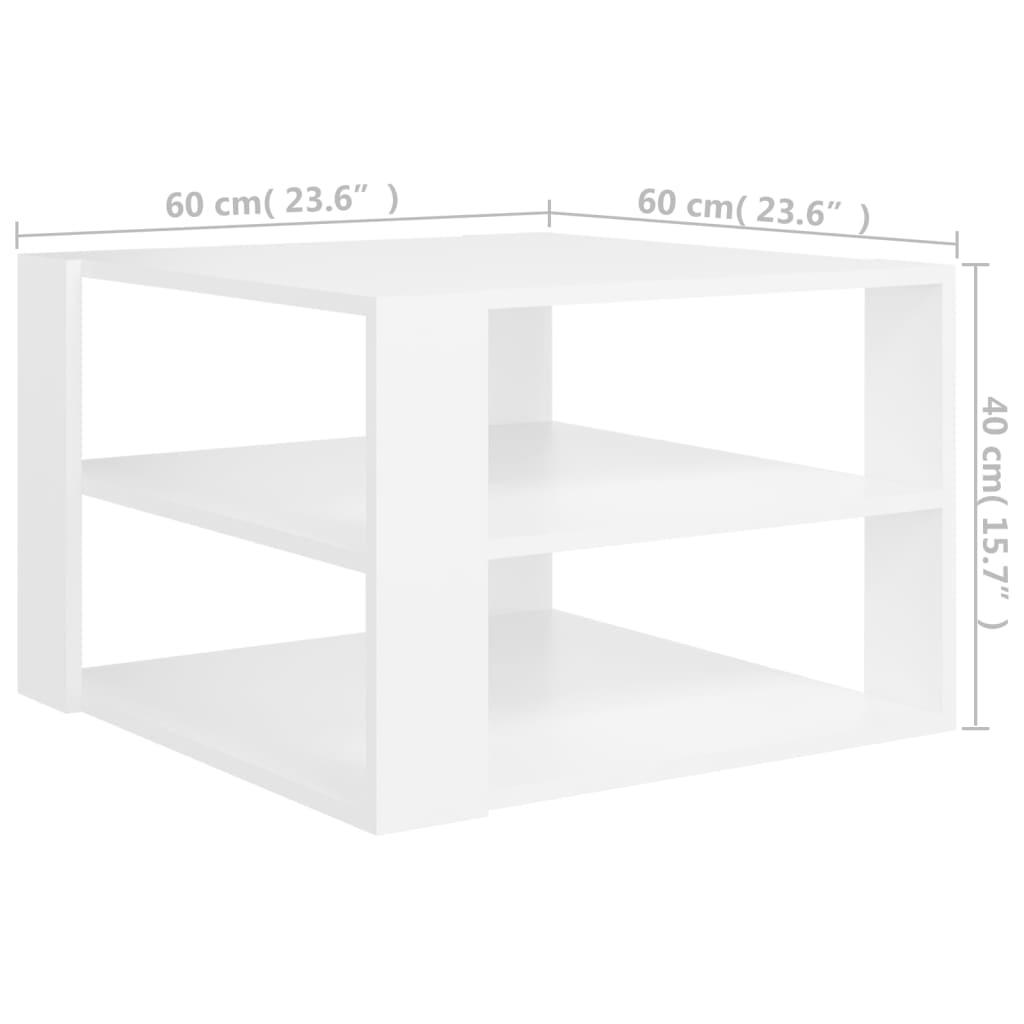 Coffee Table White 60x60x40 cm Engineered Wood