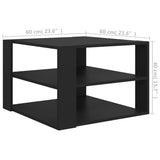 Coffee Table Black 60x60x40 cm Engineered Wood - 45-Degree Angle