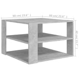 Coffee Table Concrete Grey 60x60x40 cm Engineered Wood - 45-Degree Angle