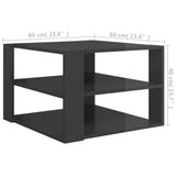 Coffee Table High Gloss Grey 60x60x40 cm Engineered Wood - 45-Degree Angle