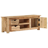 TV Cabinet 110x30x40 cm Rough Mango Wood - Front View