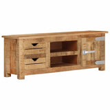 TV Cabinet 110x30x40 cm Rough Mango Wood - Low Angle