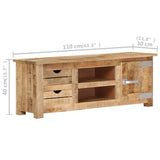 TV Cabinet 110x30x40 cm Rough Mango Wood - Extra Image