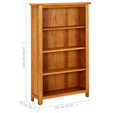 4-Tier Bookcase 70x22x110 cm Solid Oak Wood - Rear View
