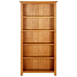 5-Tier Bookcase 70x22x140 cm Solid Oak Wood - Front View