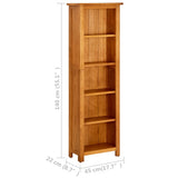 5-Tier Bookcase 45x22x140 cm Solid Oak Wood - Rear View