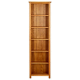 6-Tier Bookcase 52x22x180 cm Solid Oak Wood - Front View