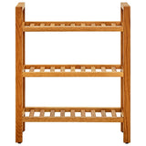 Shoe Rack with 3 Shelves 50x27x60 cm Solid Oak Wood - Front View