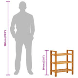 Shoe Rack with 3 Shelves 50x27x60 cm Solid Oak Wood - Close-Up Angle