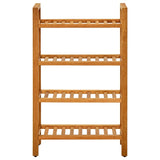 Shoe Rack with 4 Shelves 50x27x80 cm Solid Oak Wood - Front View