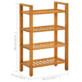Shoe Rack with 4 Shelves 50x27x80 cm Solid Oak Wood - Rear View