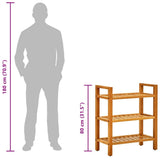 Shoe Rack with 4 Shelves 50x27x80 cm Solid Oak Wood - Close-Up Angle