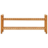 Shoe Rack with 2 Shelves 100x27x40 cm Solid Oak Wood - Front View