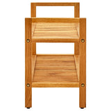 Shoe Rack with 2 Shelves 100x27x40 cm Solid Oak Wood - Side View