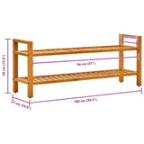 Shoe Rack with 2 Shelves 100x27x40 cm Solid Oak Wood