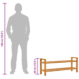Shoe Rack with 2 Shelves 100x27x40 cm Solid Oak Wood - Close-Up Angle
