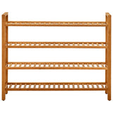 Shoe Rack with 4 Shelves 100x27x80 cm Solid Oak Wood - Front View